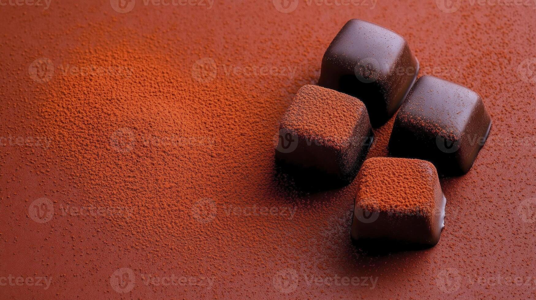 Three chocolate pieces on a red surface photo