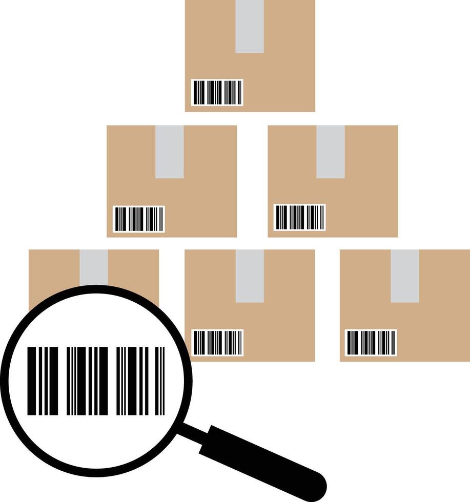 Cargo scanning icon. Inventory control sign. Checking boxes symbol. Warehouse worker scanning barcodes on boxes. flat style. vector