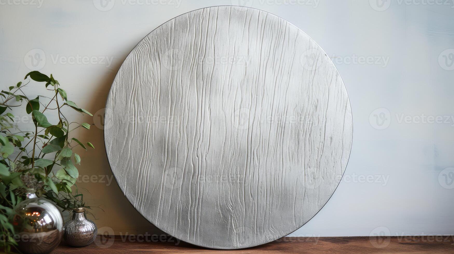 unique silver painted circle photo