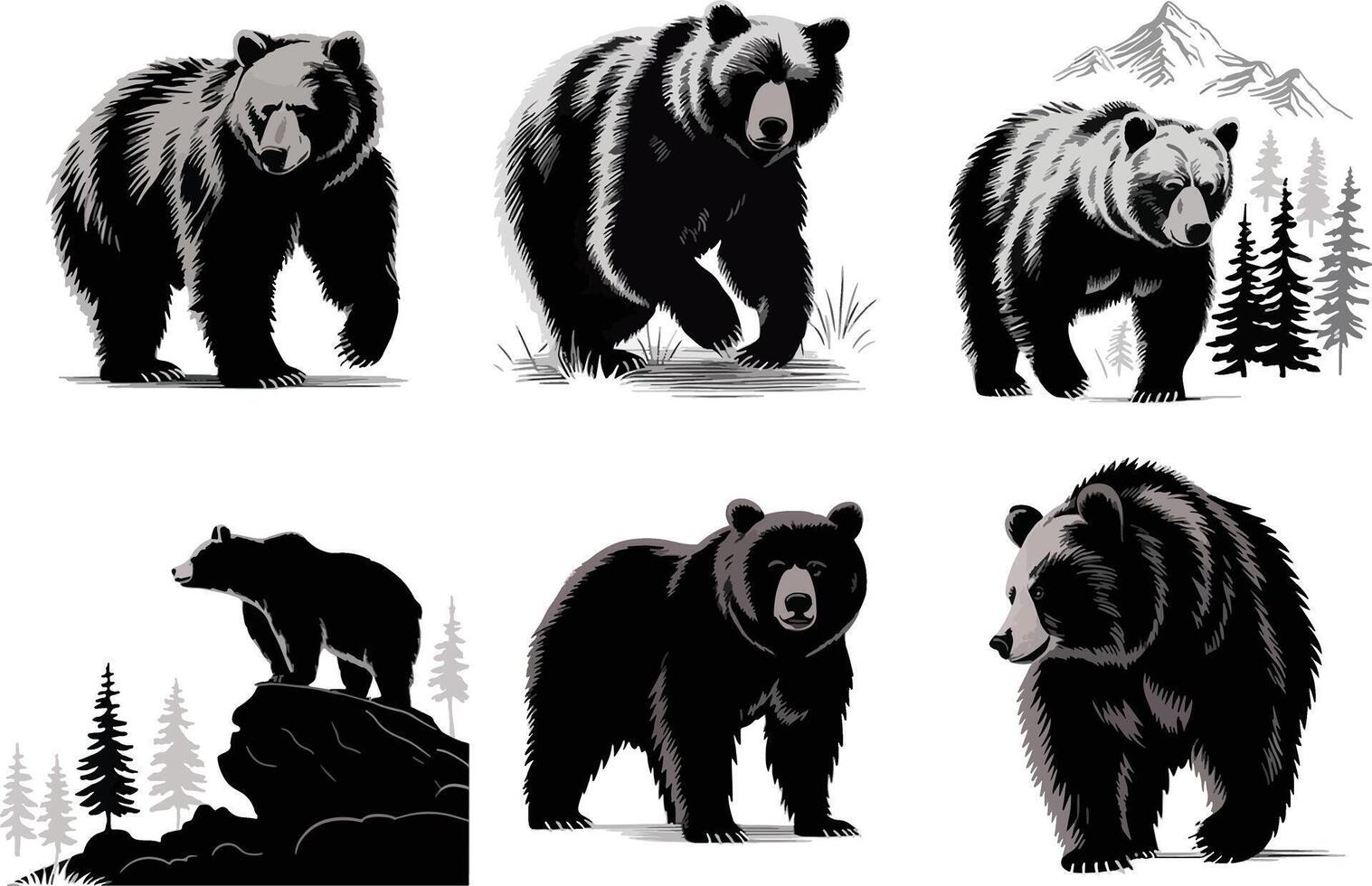 Majestic Bears in Nature vector