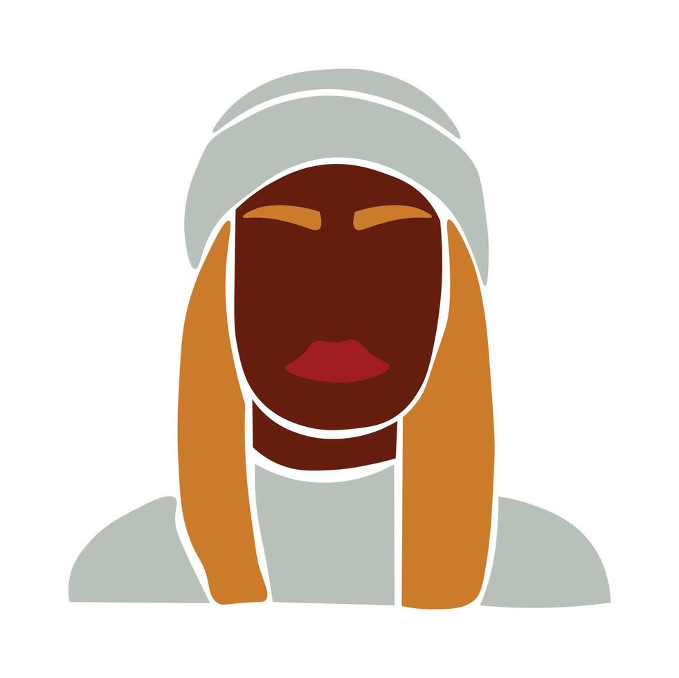 Black woman with blue beanie vector