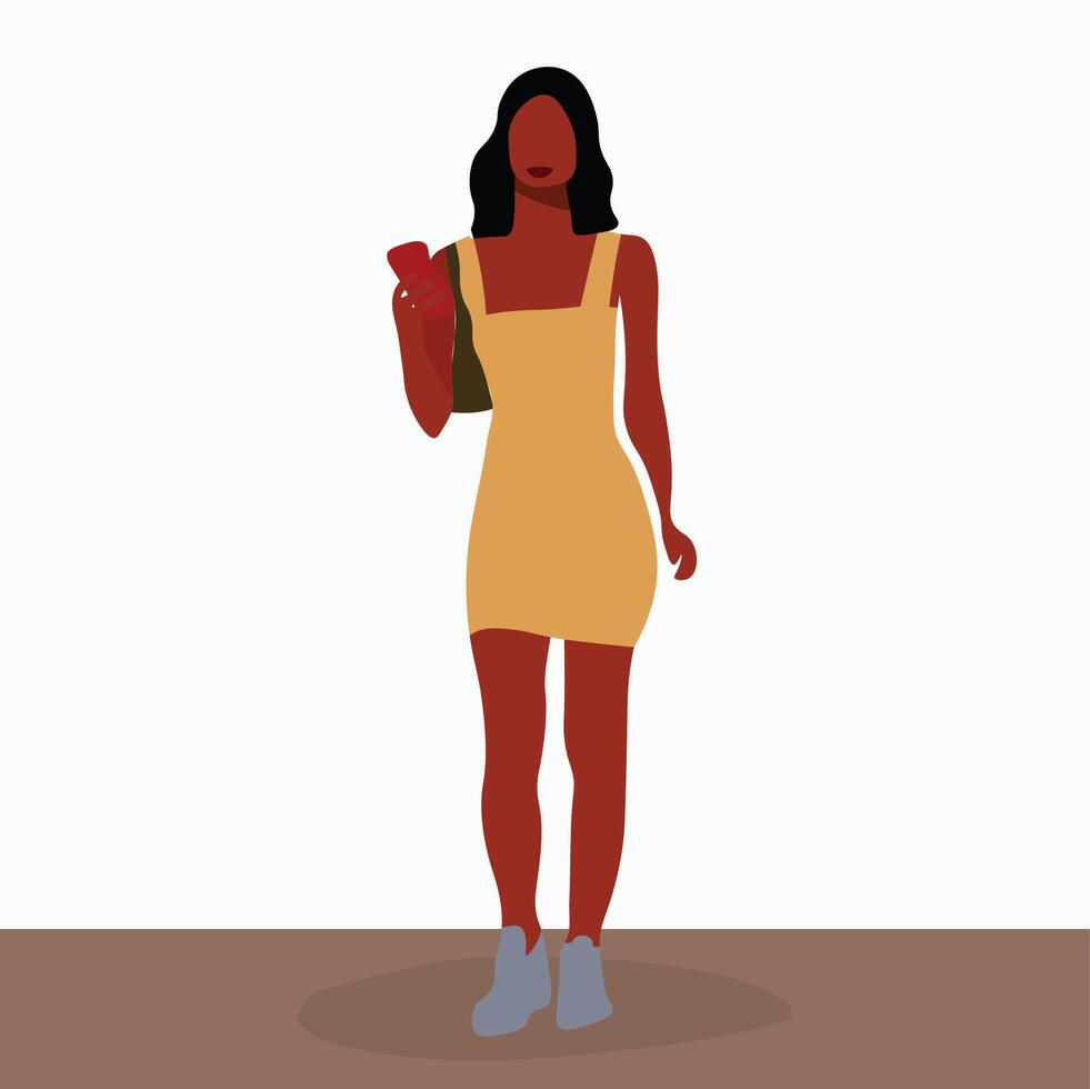 Young Stylish African woman in elegant line art style vector