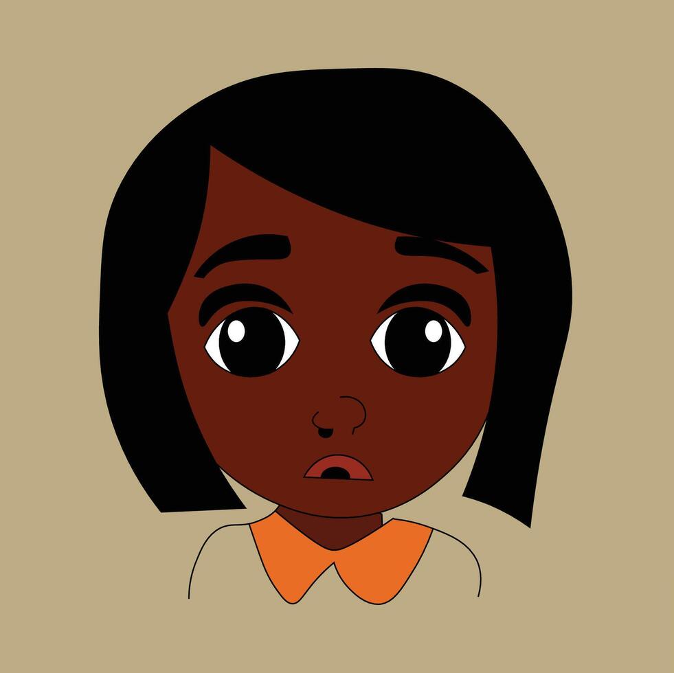 Black girl shocked in elegant line art portrait vector