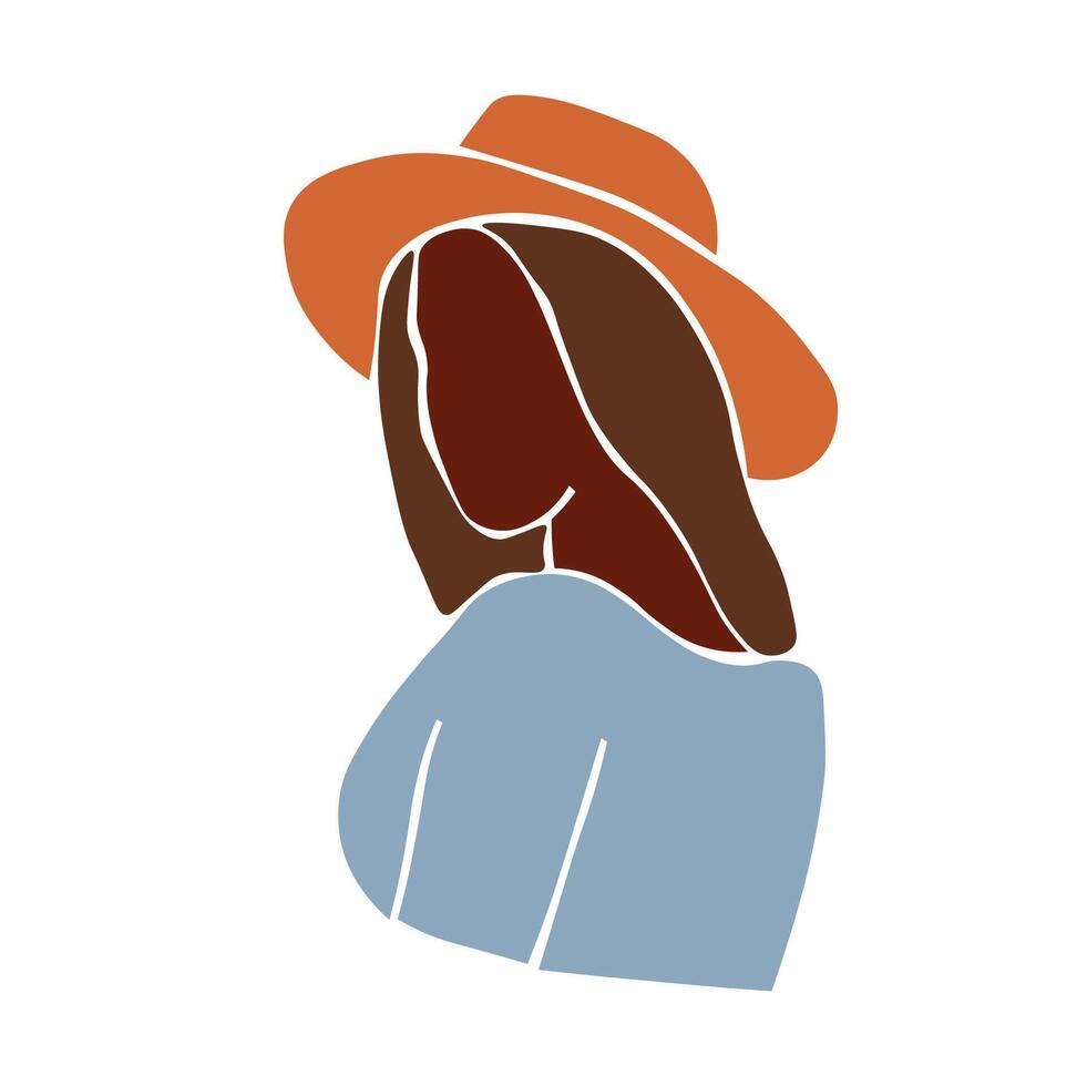 Black woman with a orange hat vector