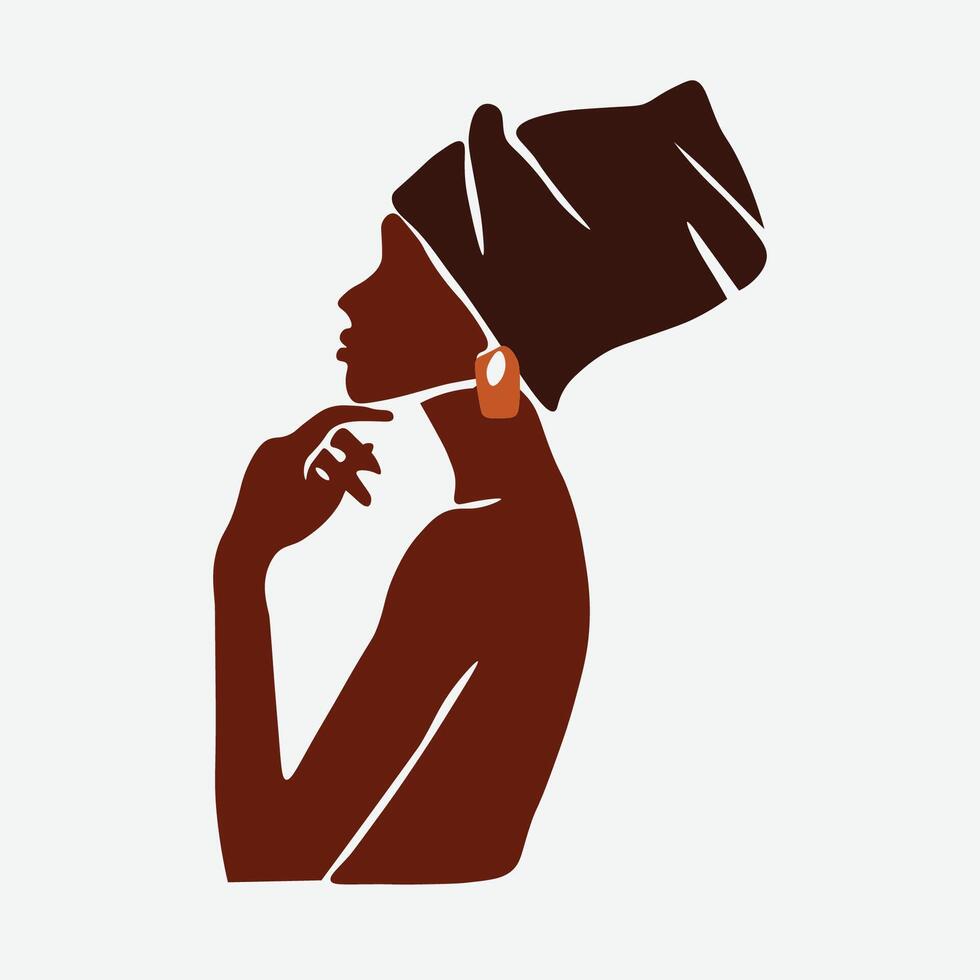 Black woman with brown headwrap vector