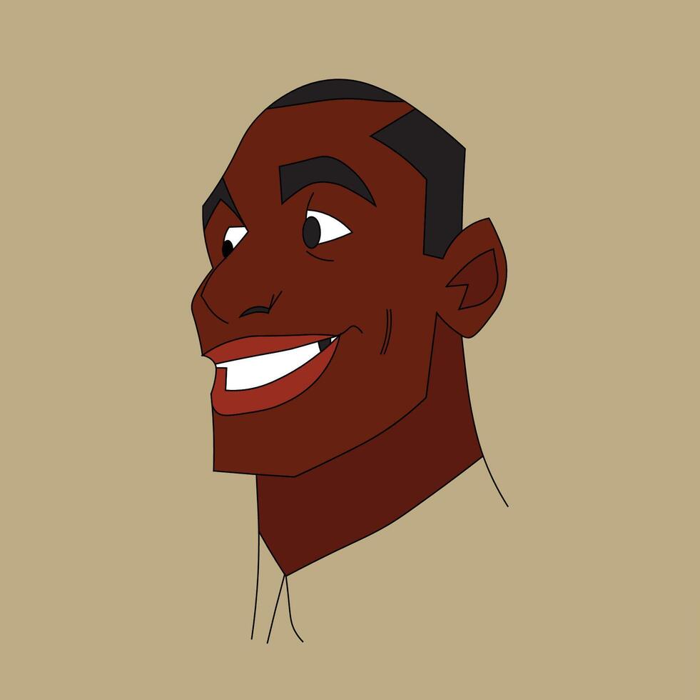 Happy black man in elegant line art style abstract vector