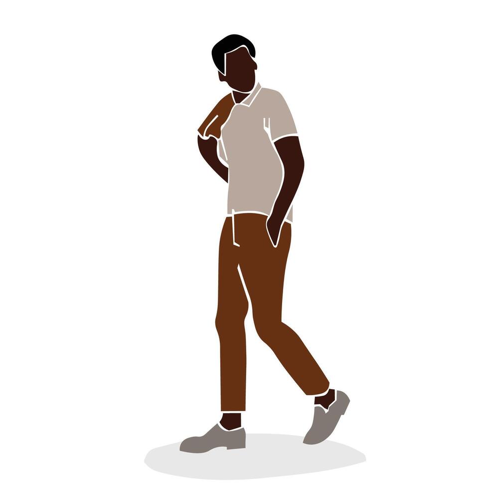 Black man in line art style vector