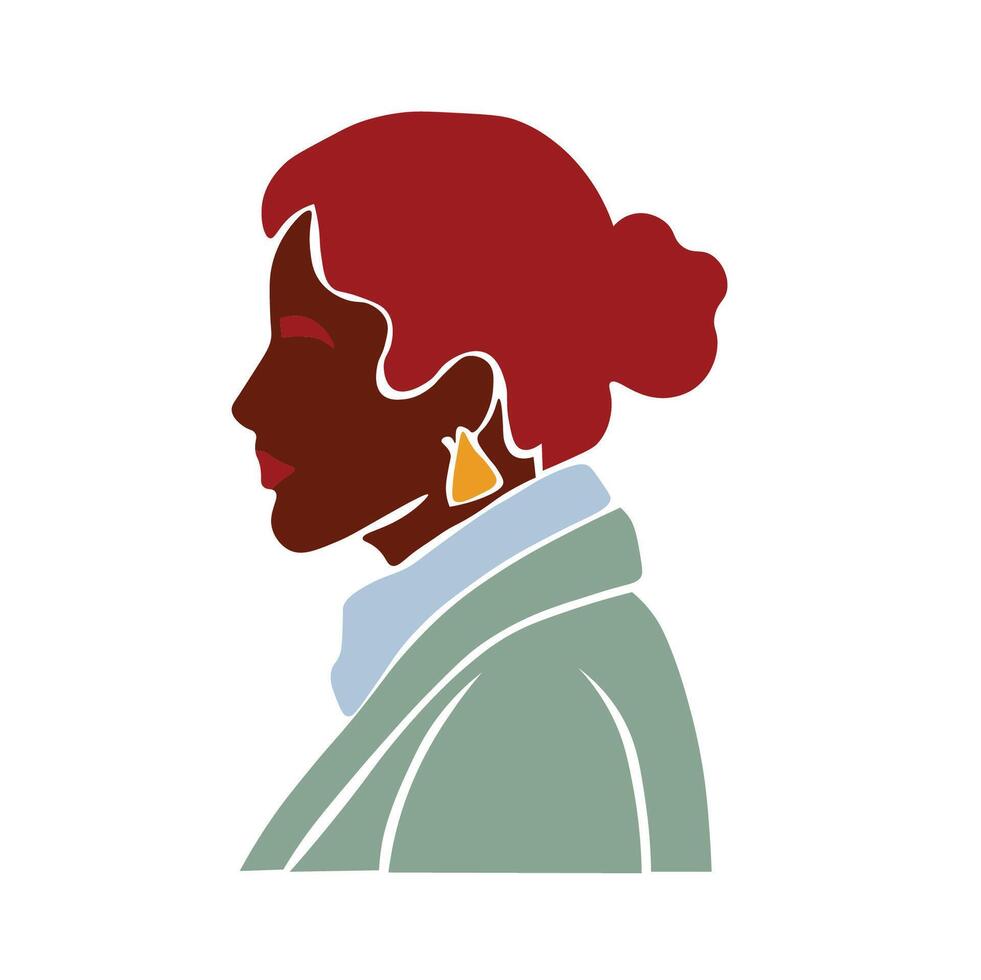 Black woman with red hair vector
