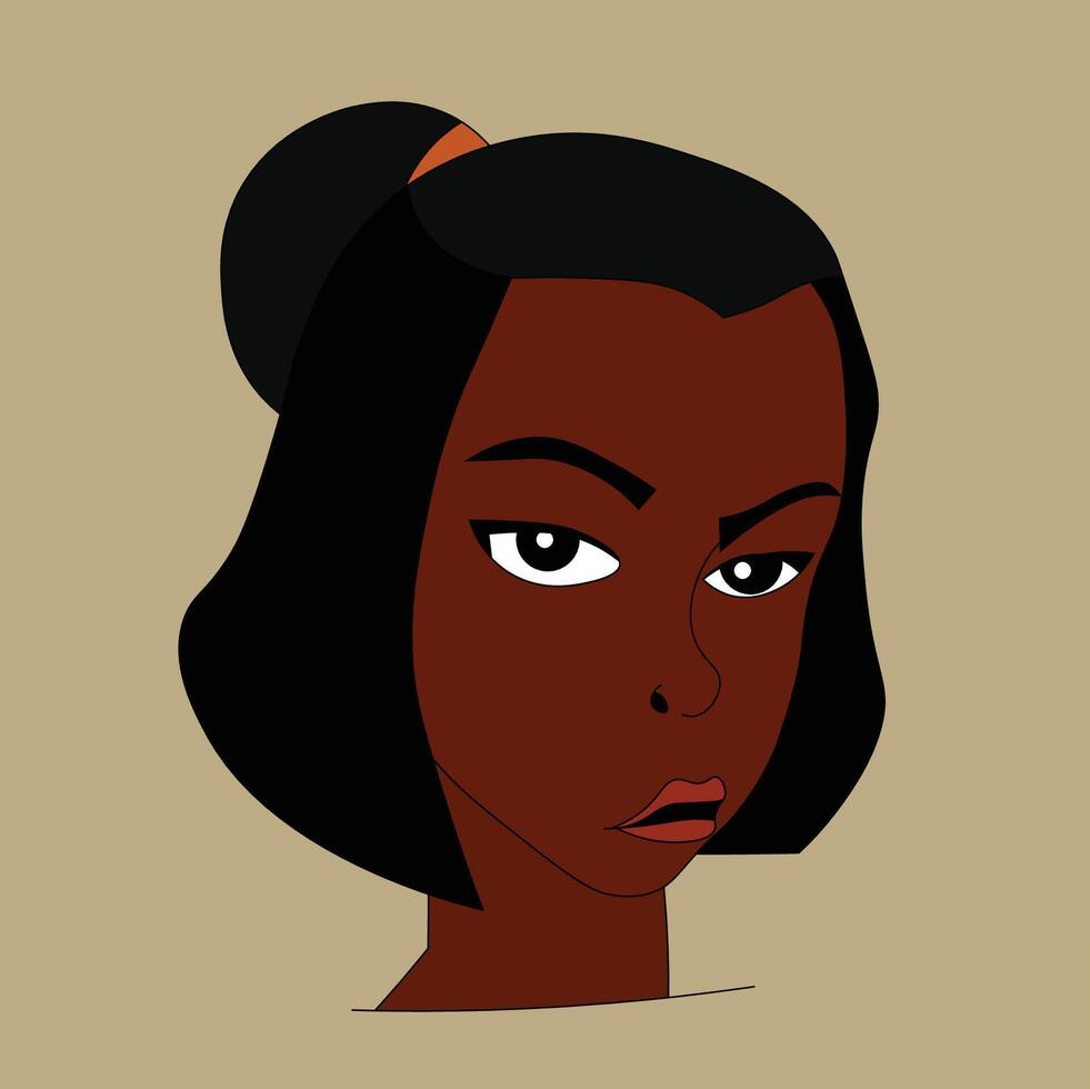 Angry black girl in portrait vector