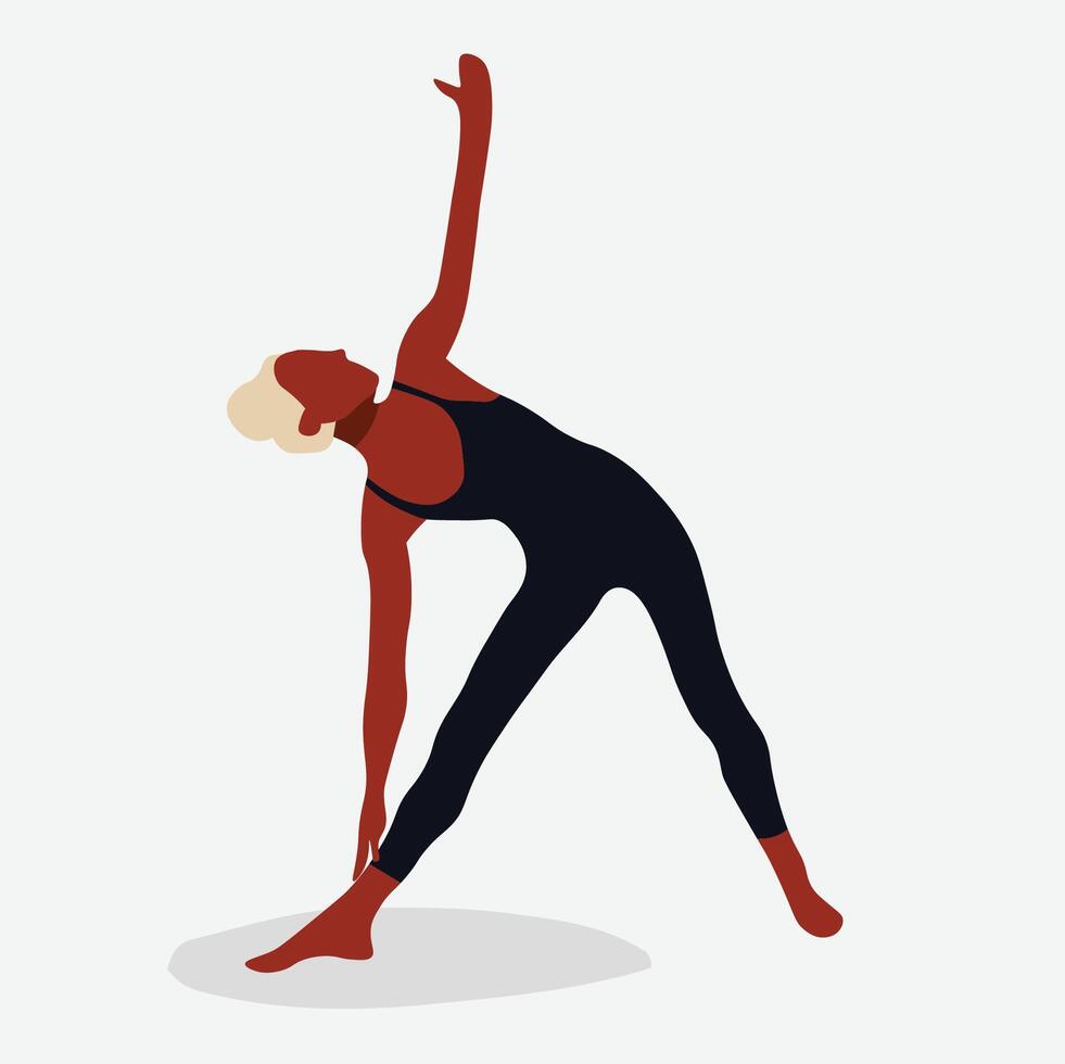 Black woman practicing yoga in line art style vector