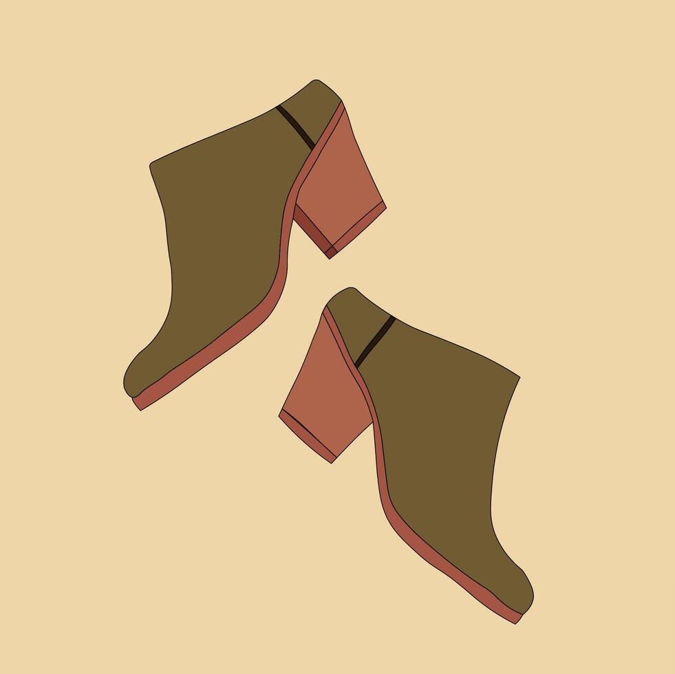 Top view illustration of green female shoes vector