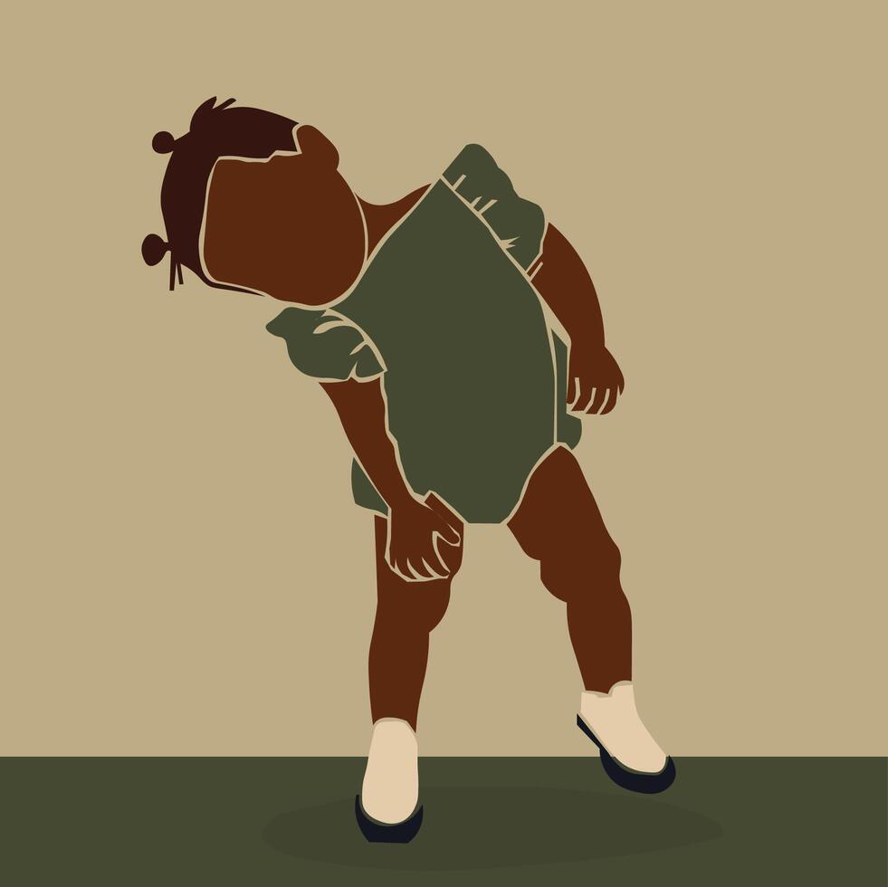 Fashionable black baby in elegant line art style abstract vector