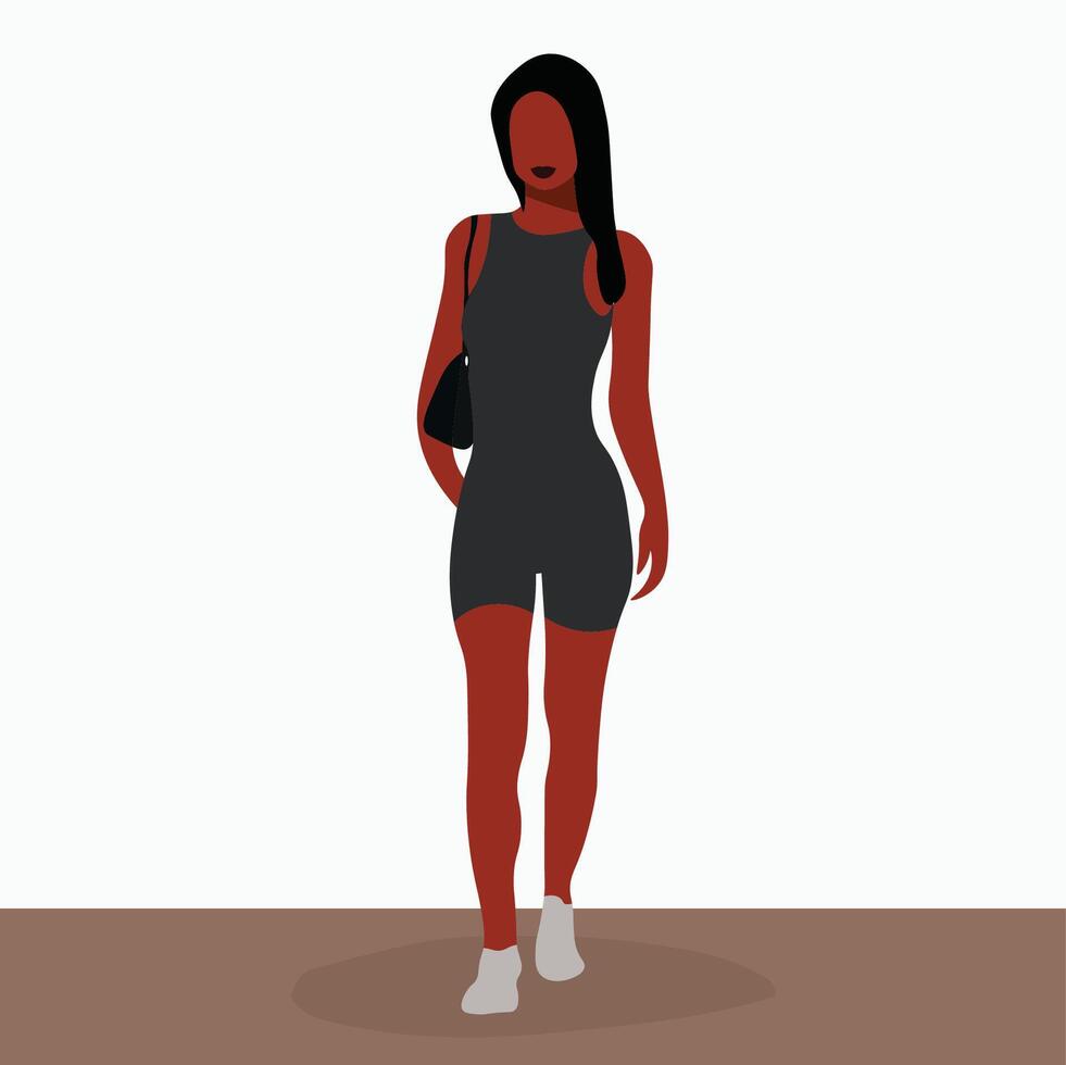Young black model in elegant line art vector