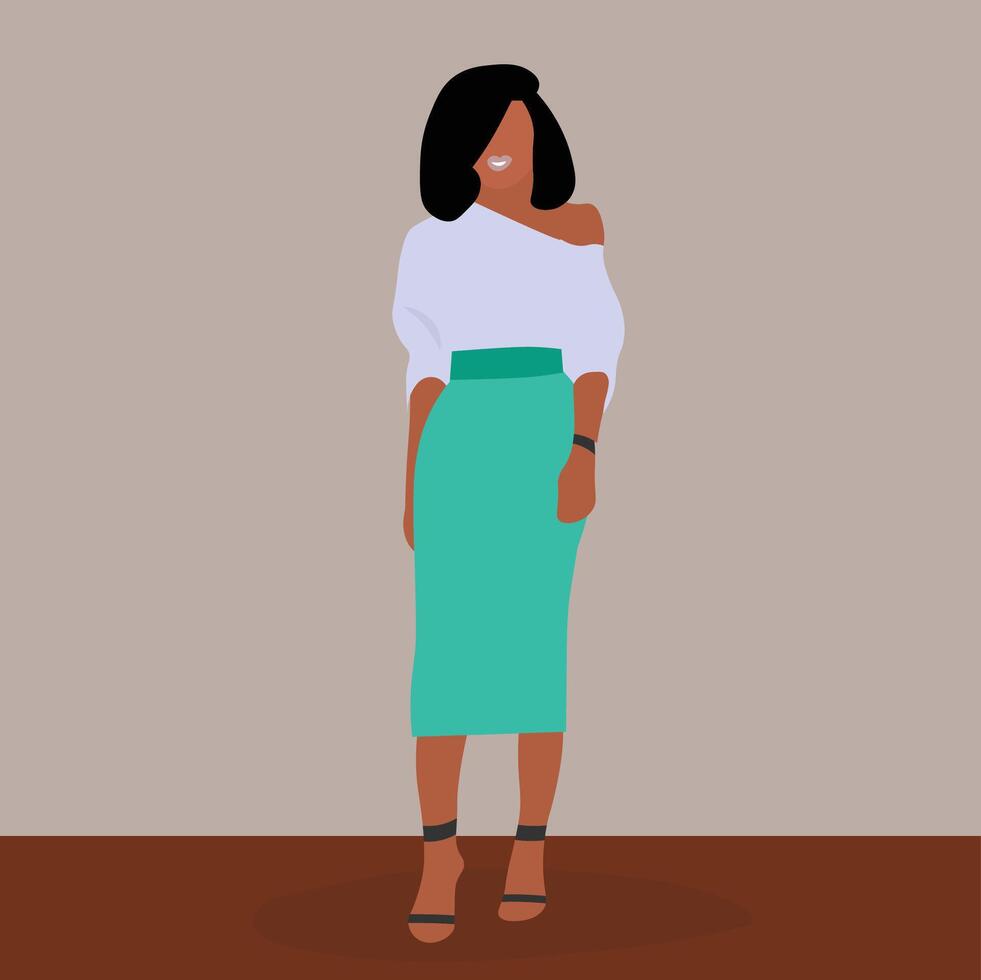 Young African Model in elegant line art style vector
