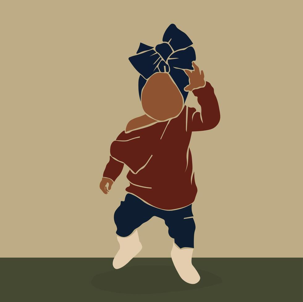 Young Stylish black baby in elegant line art style vector