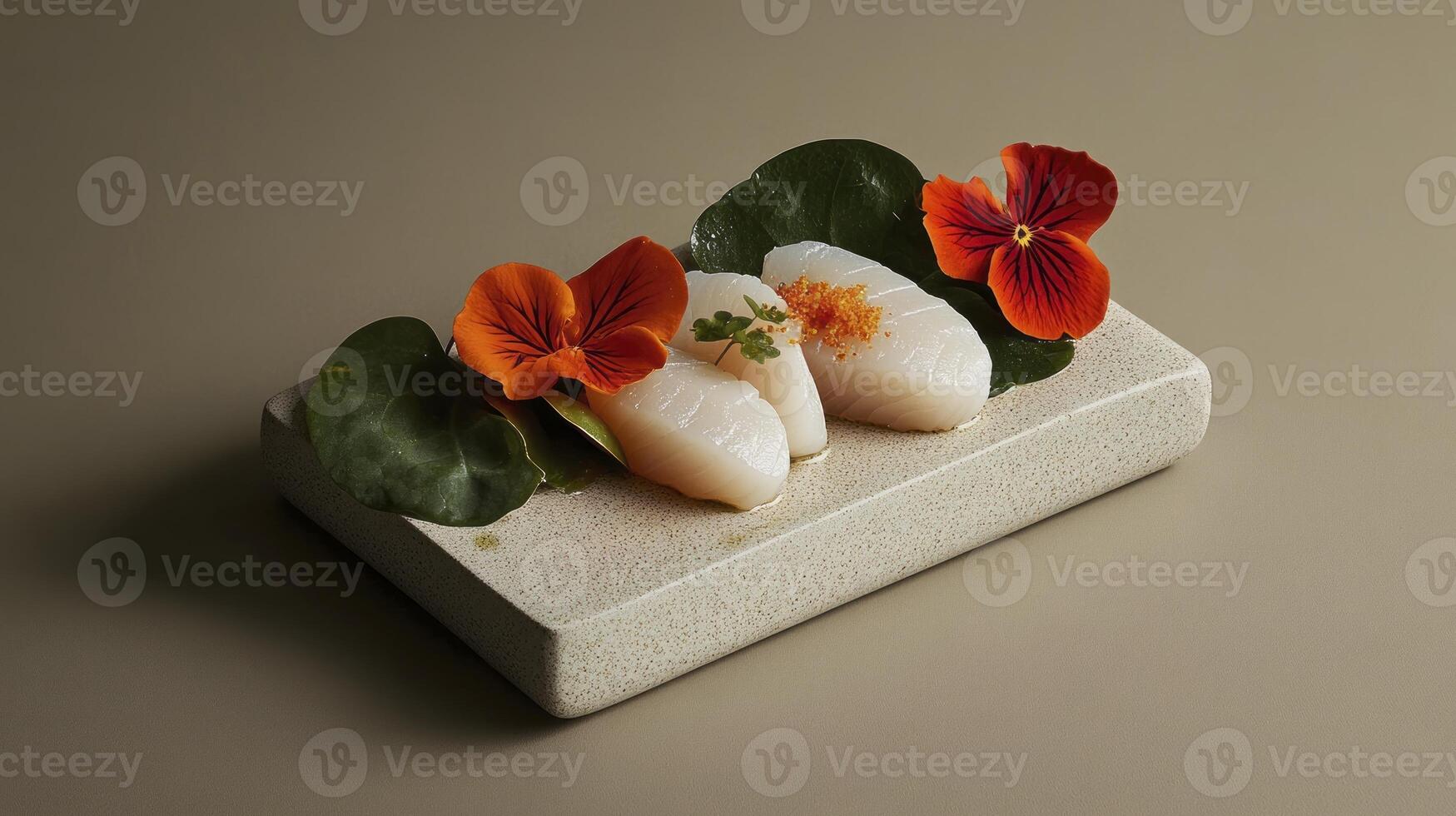 A block of ice with two fish on it photo