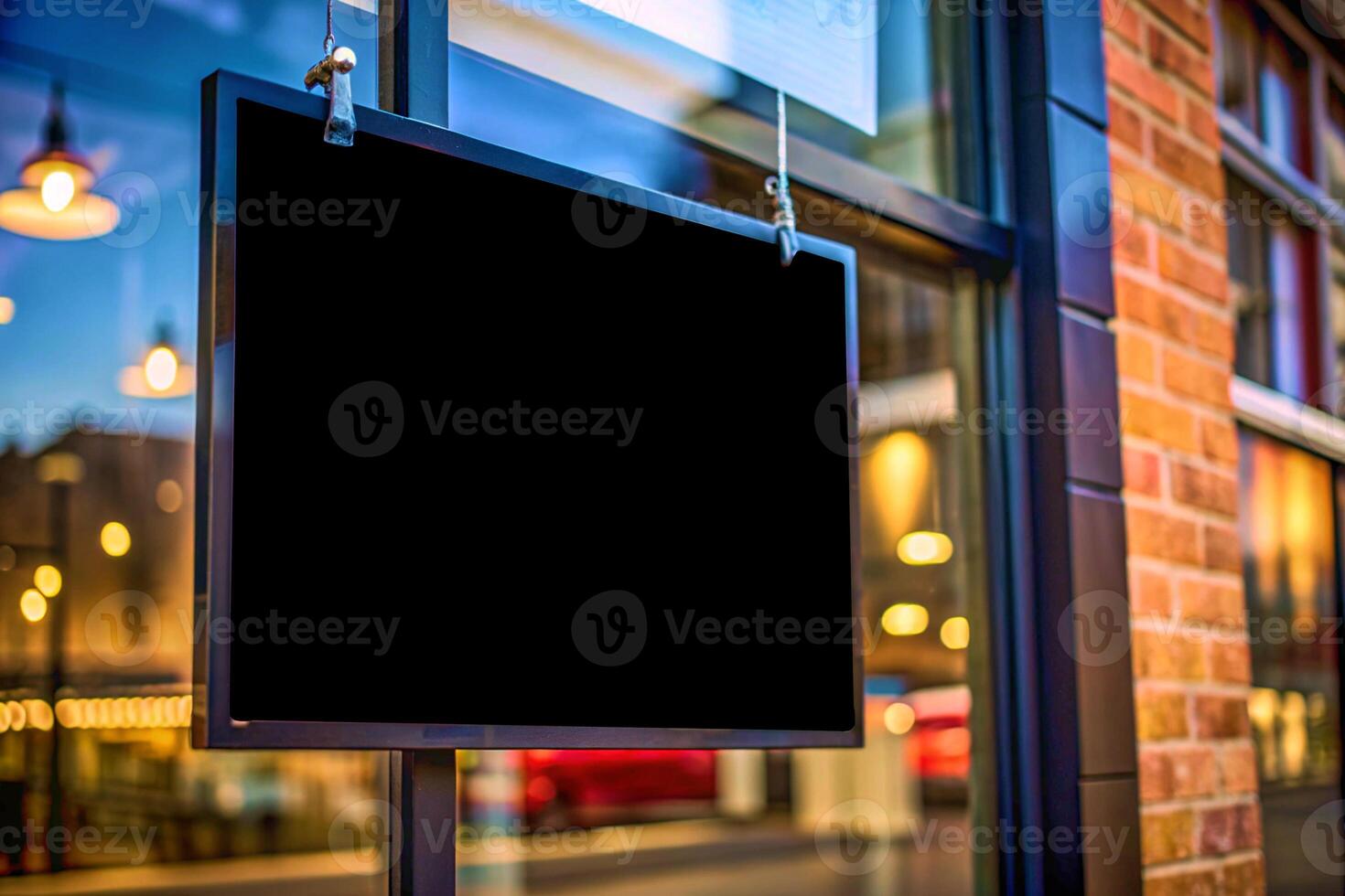 Nameplate sign black poster banner billboard.glass window display.building photo