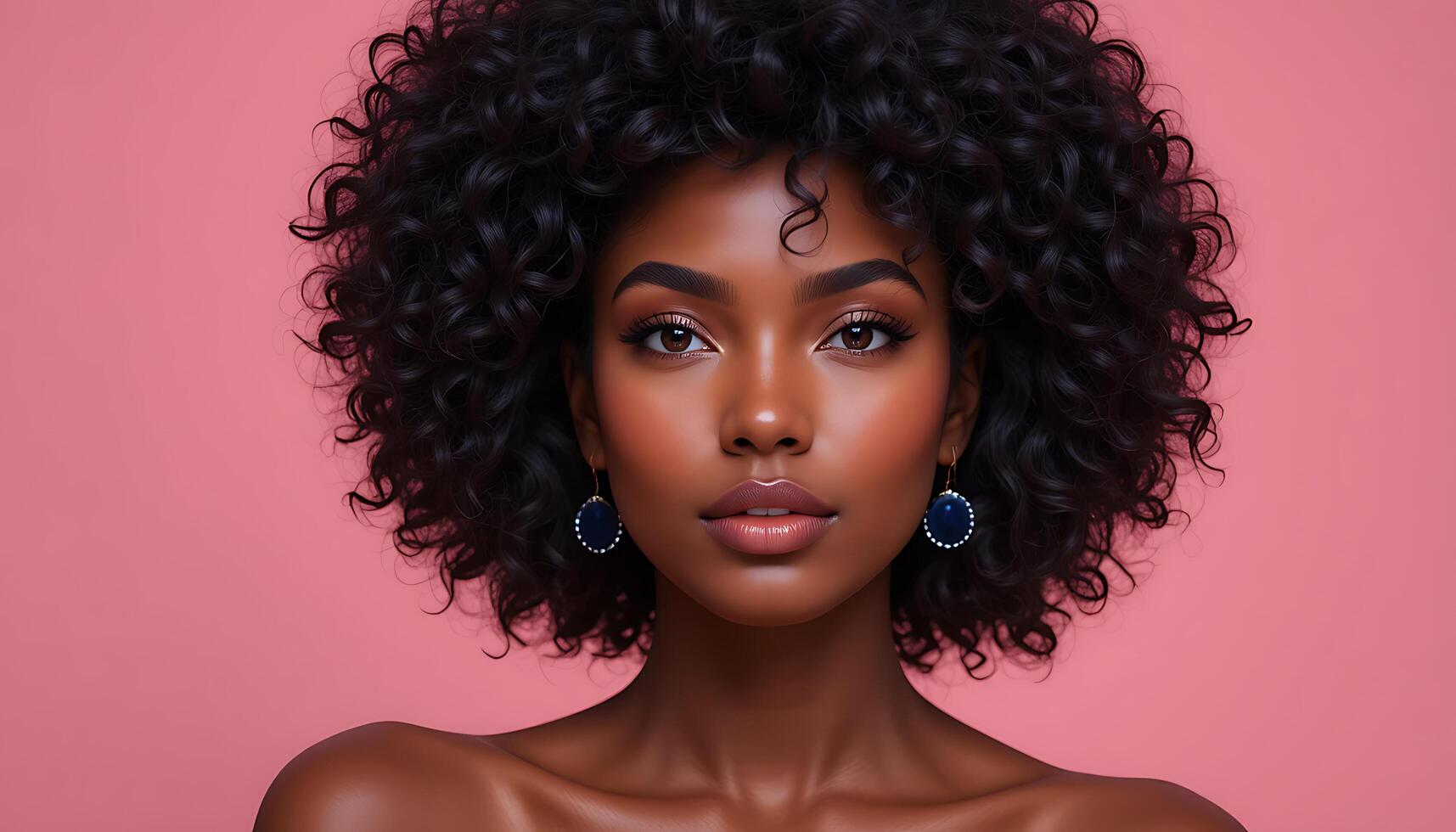 Beautiful african american woman with curly hair photo