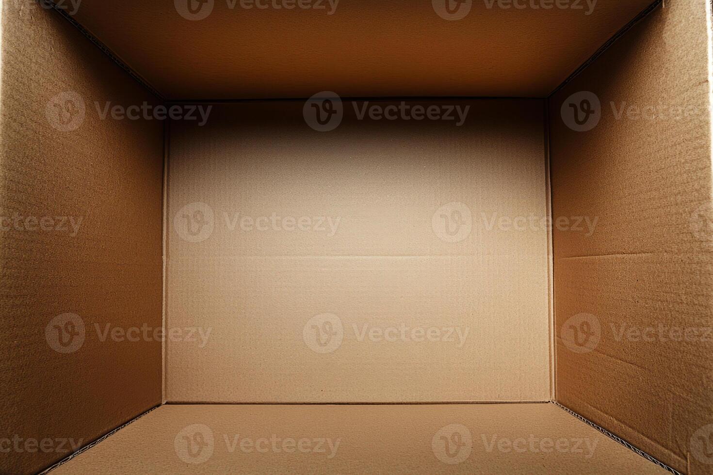 Top view of an open empty cardboard box photo