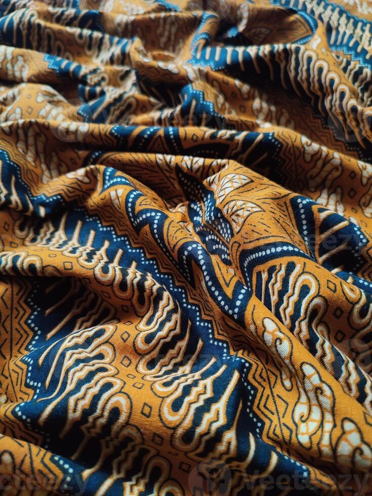 Close up of a yellow and blue fabric photo