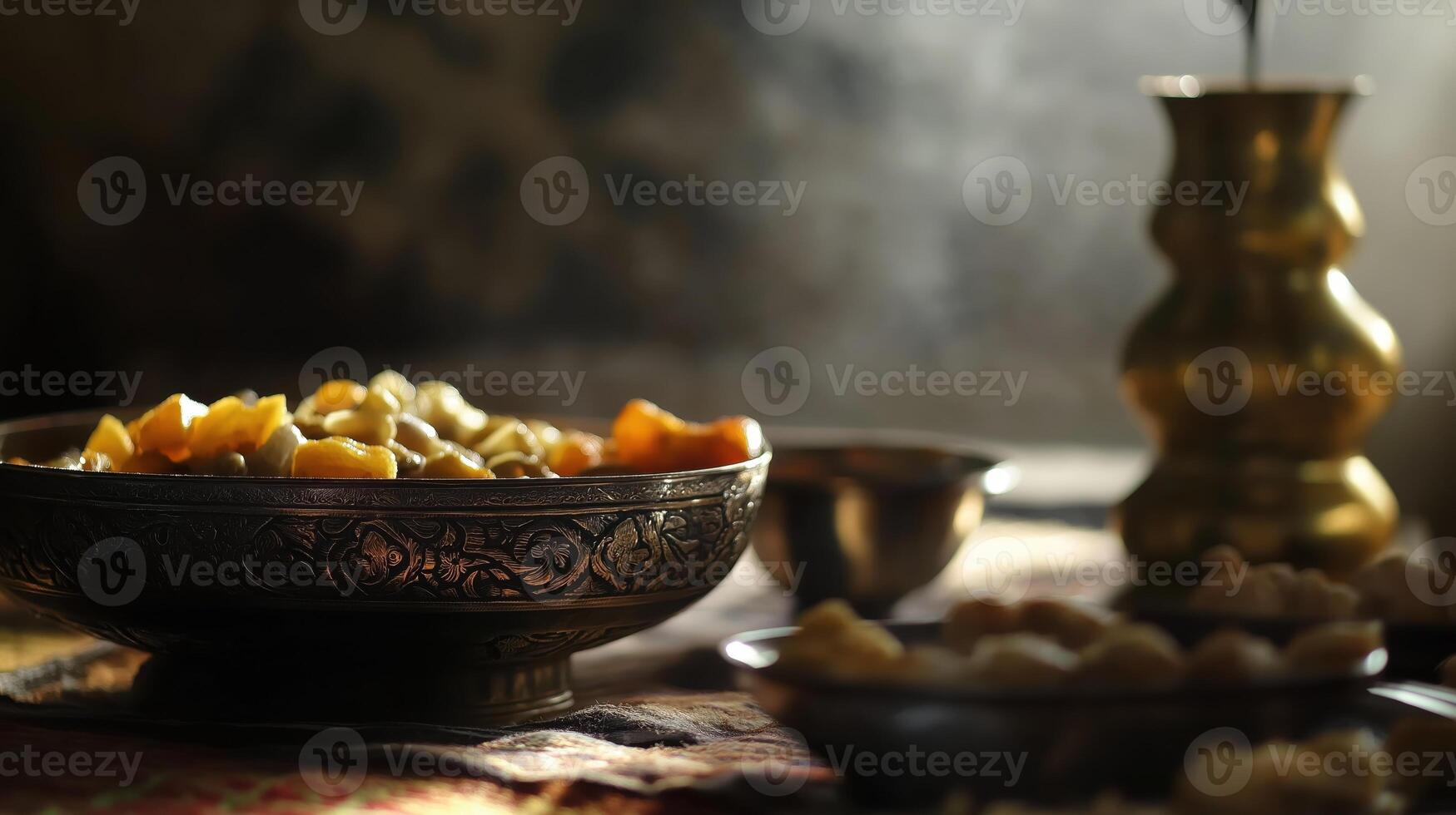 Warm composition of traditional Iftar food photo