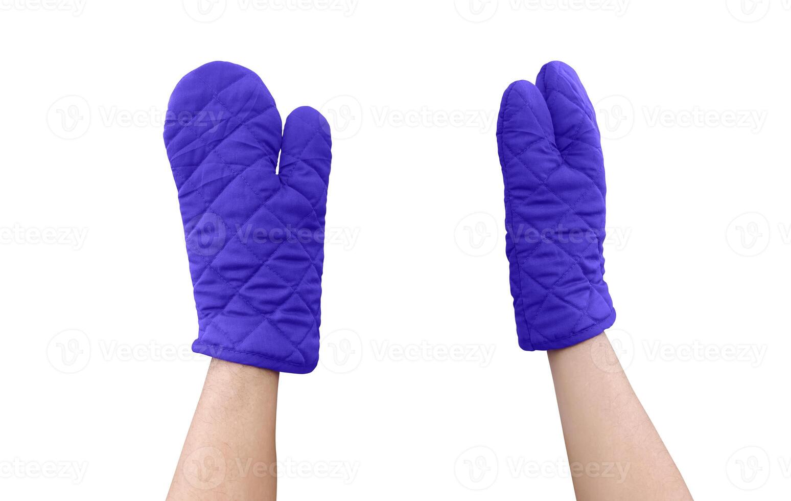 Blue heat resistant gloves, microwave gloves. photo