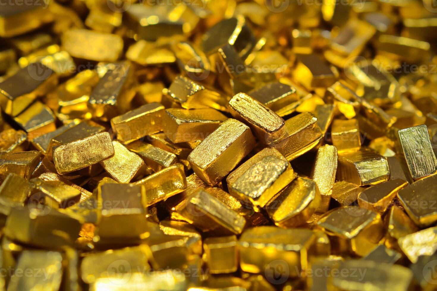 A pile of gold bars bullions close up photo