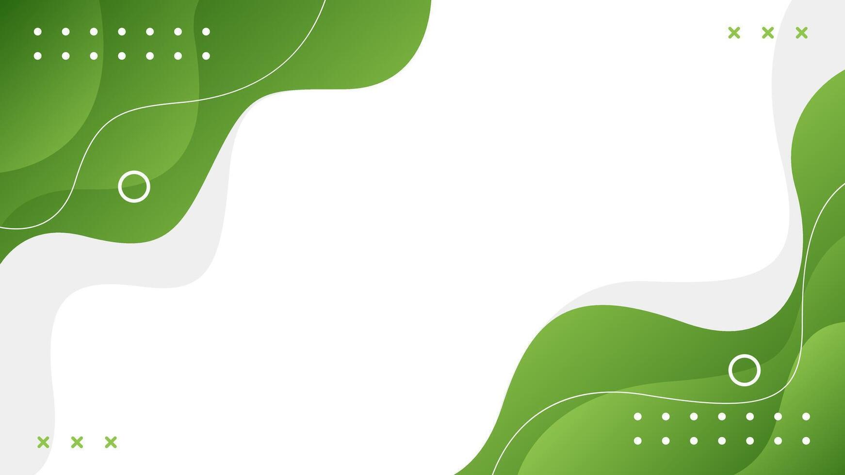 Abstract green fluid wave background with geometric shapes vector