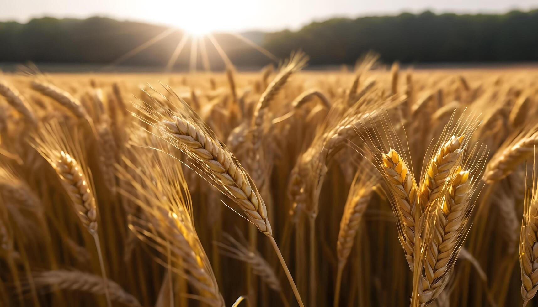Golden Wheat Field Under Clear Sky with Scattered Clouds photo