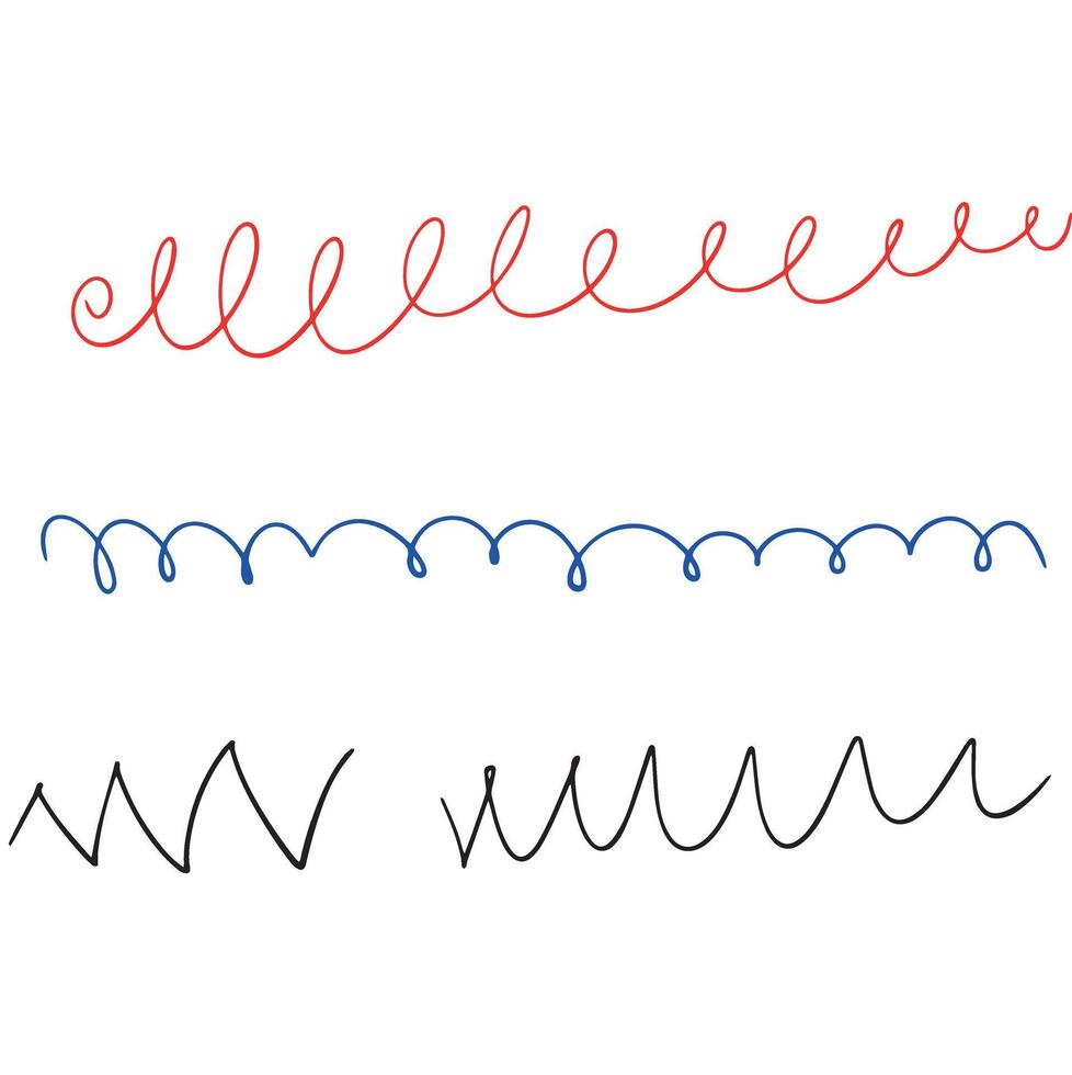 Line hand drawn scribbles set vector