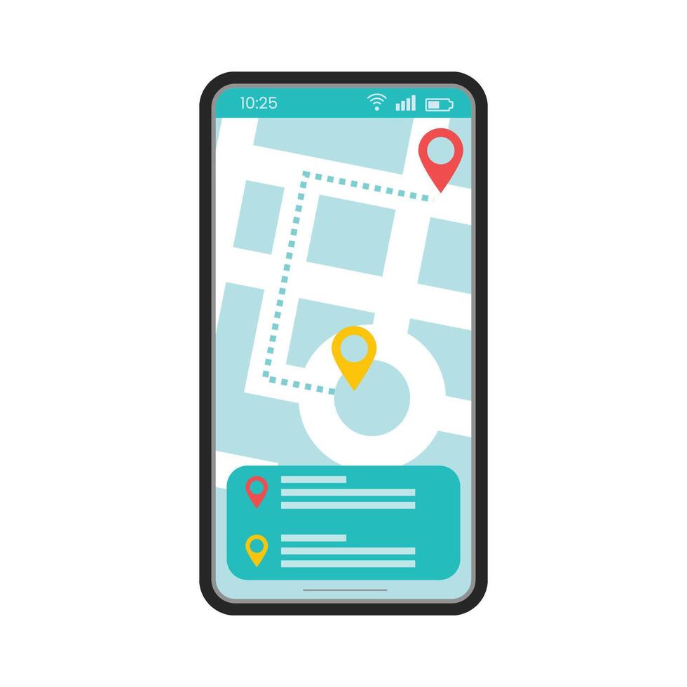 Route searching app interface template stock illustration vector