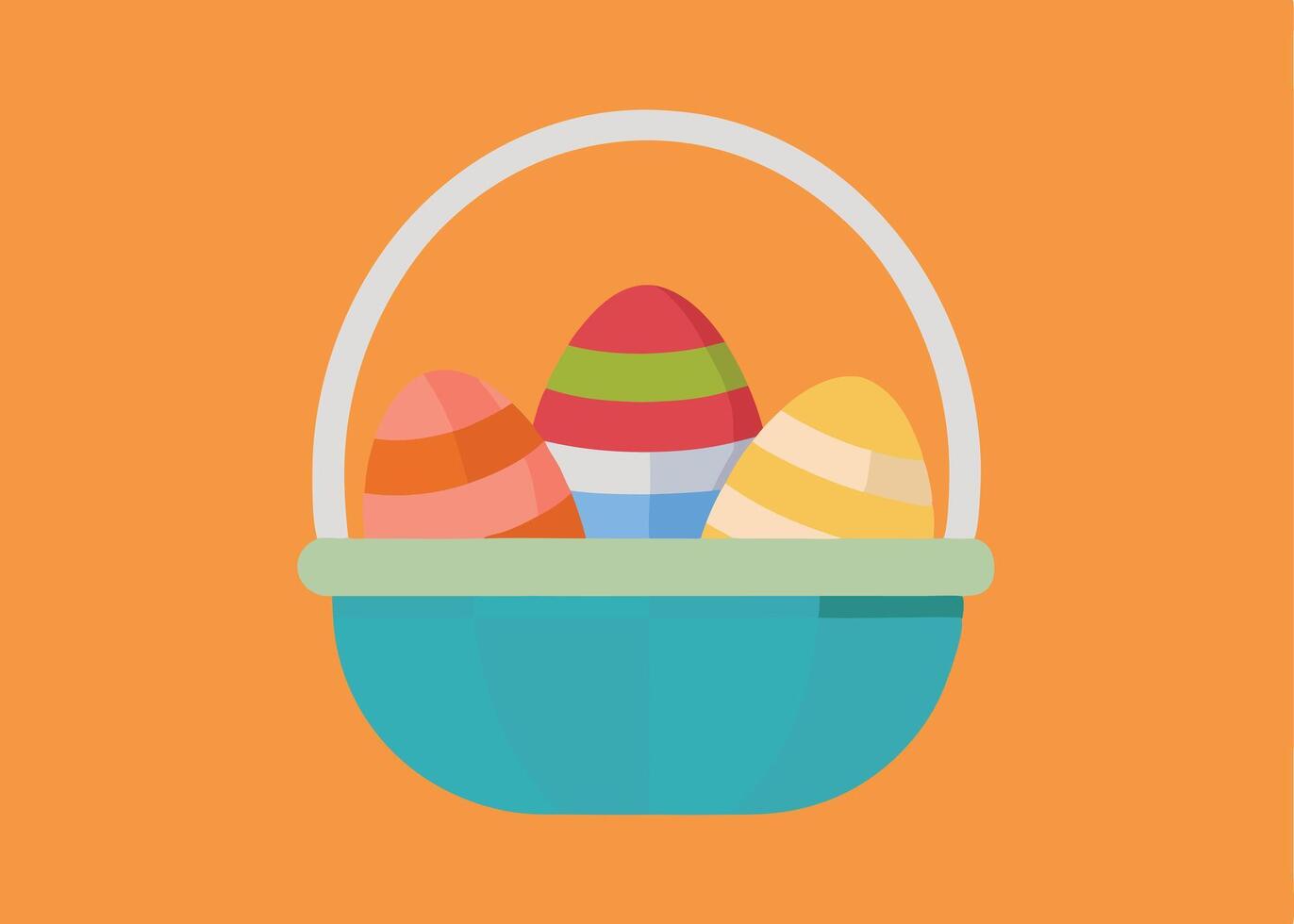 Easter basket brimming with vibrantly painted holiday eggs vector