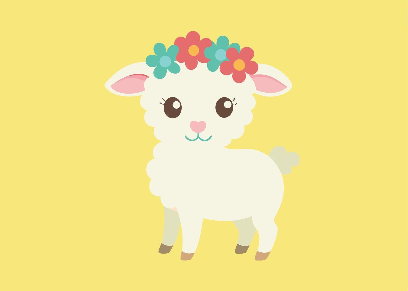 Adorable lamb wearing a delicate flower crown in spring vector