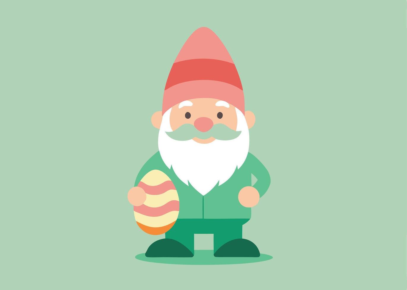 Cute Easter gnome clutching a pastel egg joyfully vector