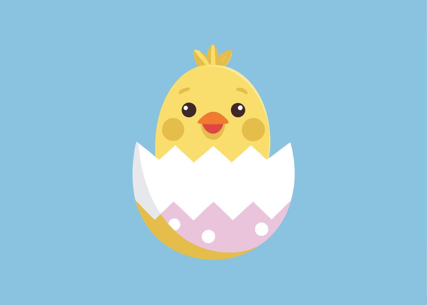 Chick hatching from a decorated Easter egg vector