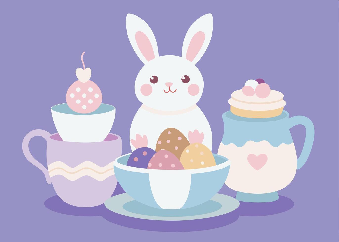 Whimsical Easter tea party with sweet festive confections vector