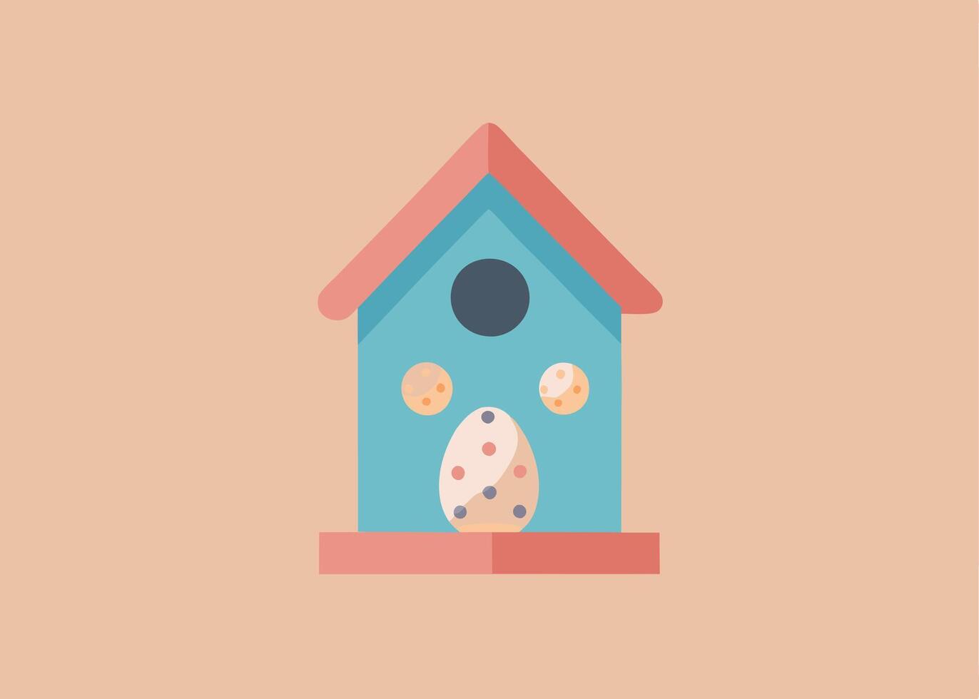 Miniature pastel birdhouse with tiny eggs inside vector