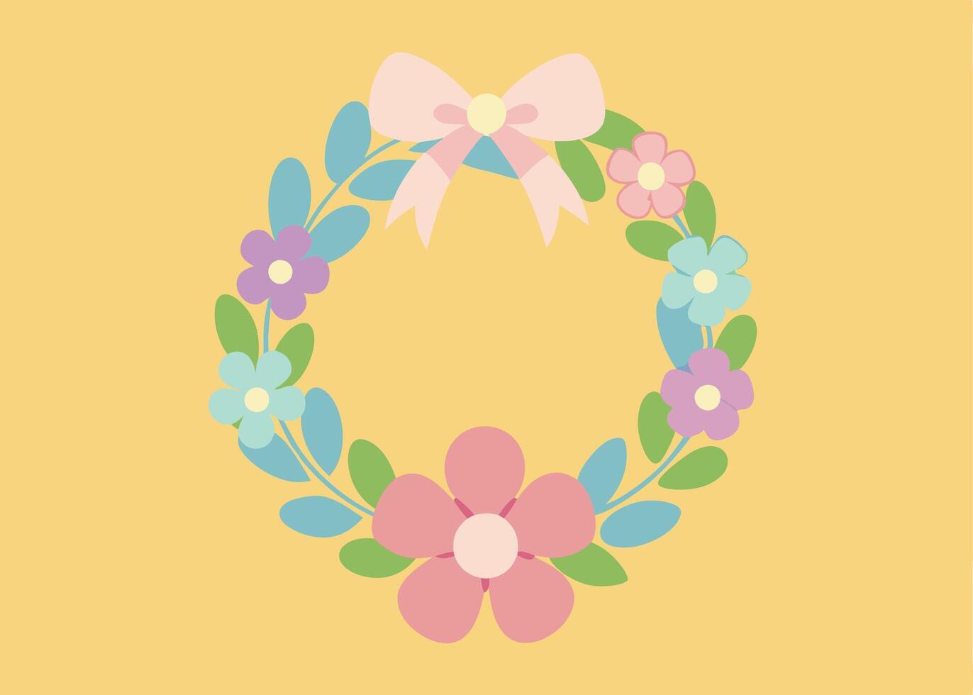 Beautiful pastel floral wreath with a charming bow vector