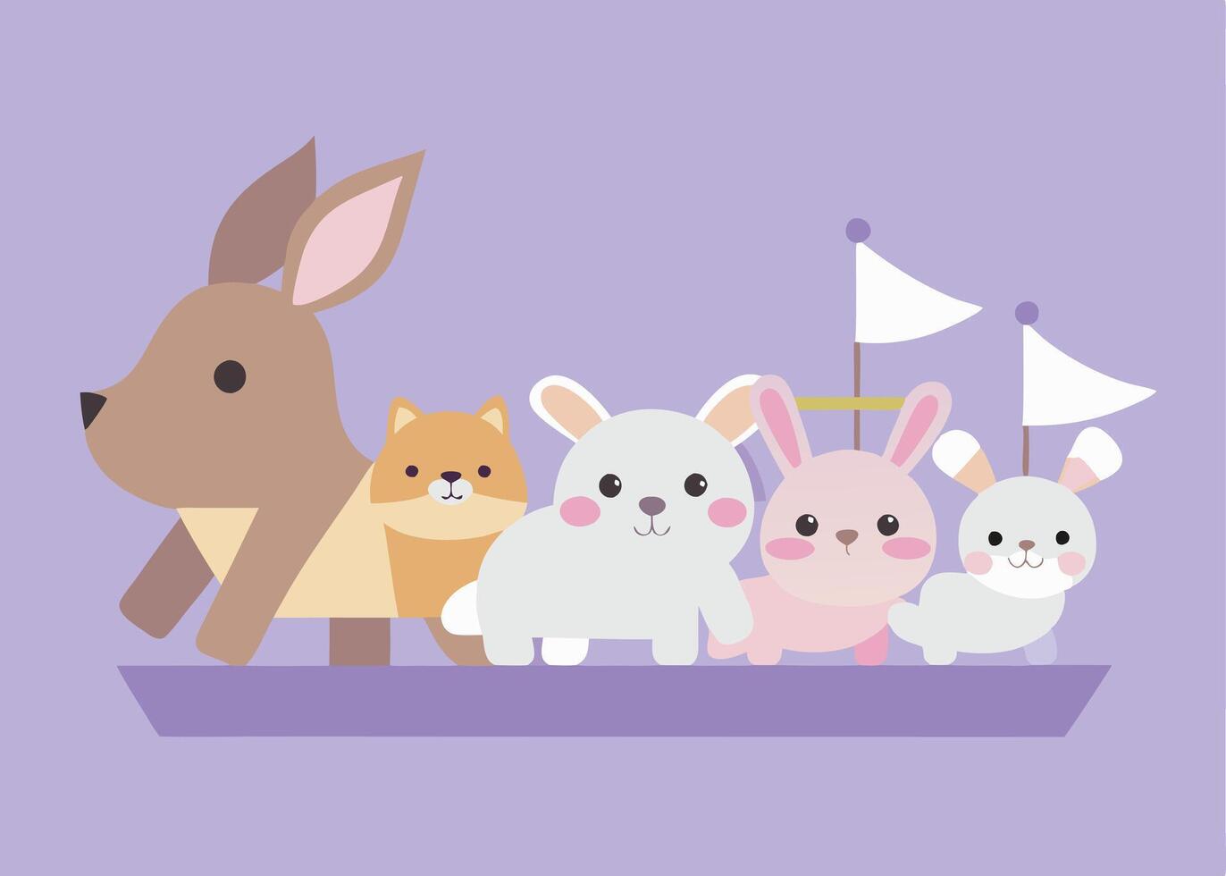 Baby animals in Easter parade with charming festive decorations vector