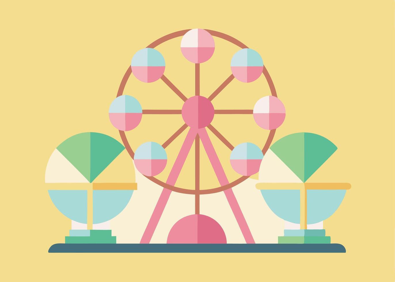 Pastel-colored Ferris wheel with Easter egg-shaped cabins vector