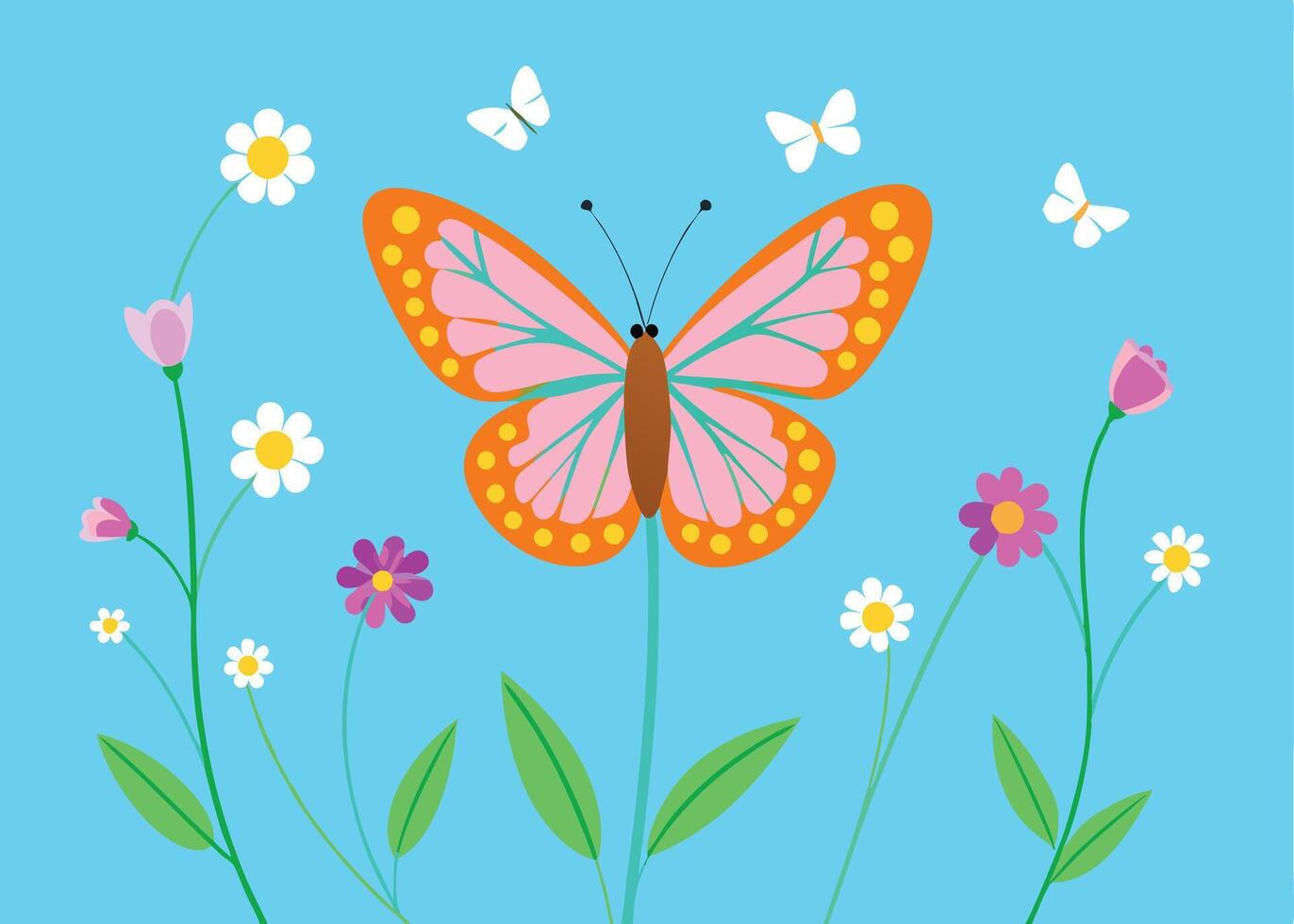 Spring butterfly fluttering in meadow for easter event vector