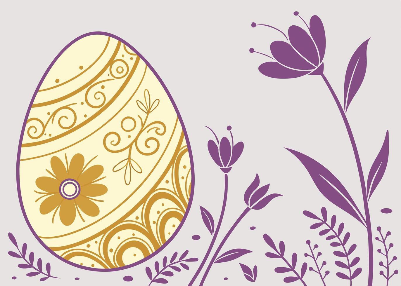 Intricately designed golden Easter egg with floral details vector