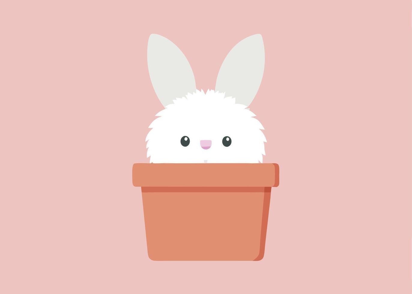 Funny bunny tail sticking out from a flower pot scene vector