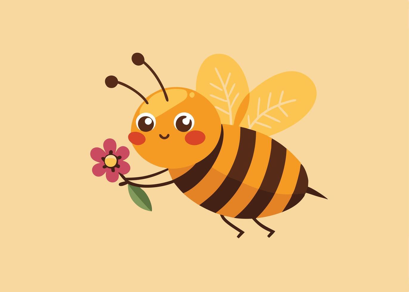 Spring bee carrying tiny flower for easter design vector