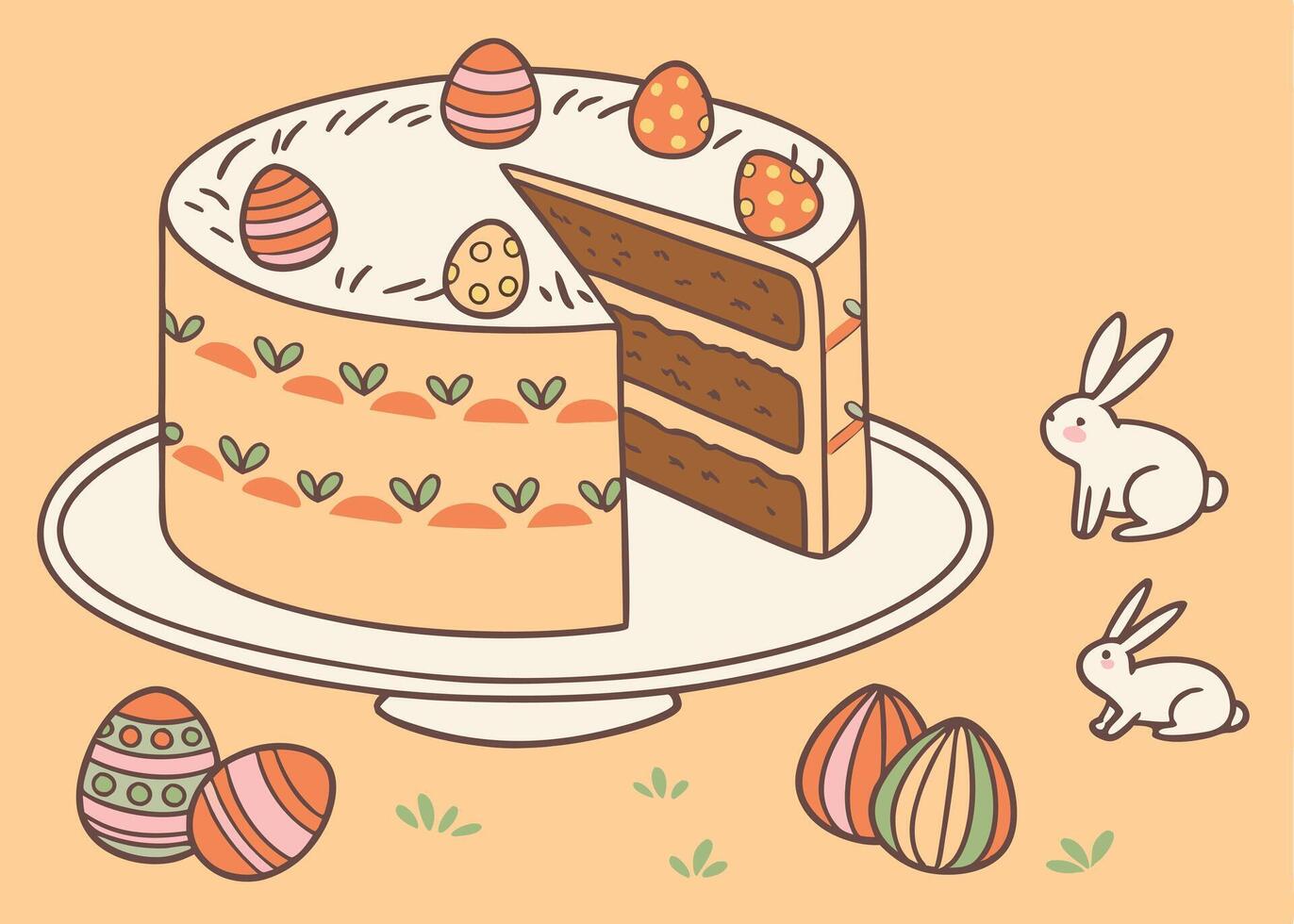 Delightful carrot cake topped with smooth cream cheese frosting vector