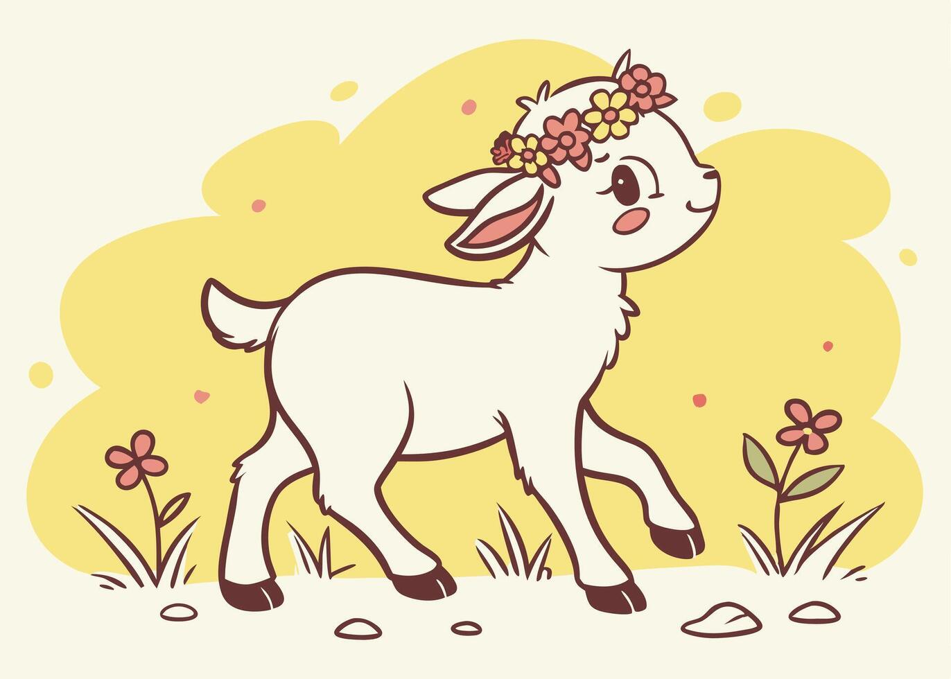 Cute lamb with flower crown vector