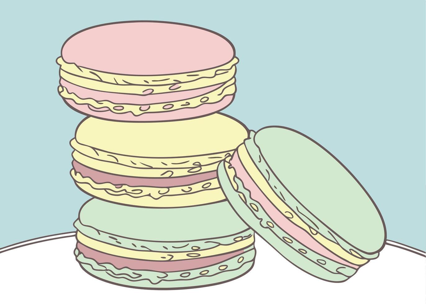 Stacked pastel Easter macarons on a soft background vector