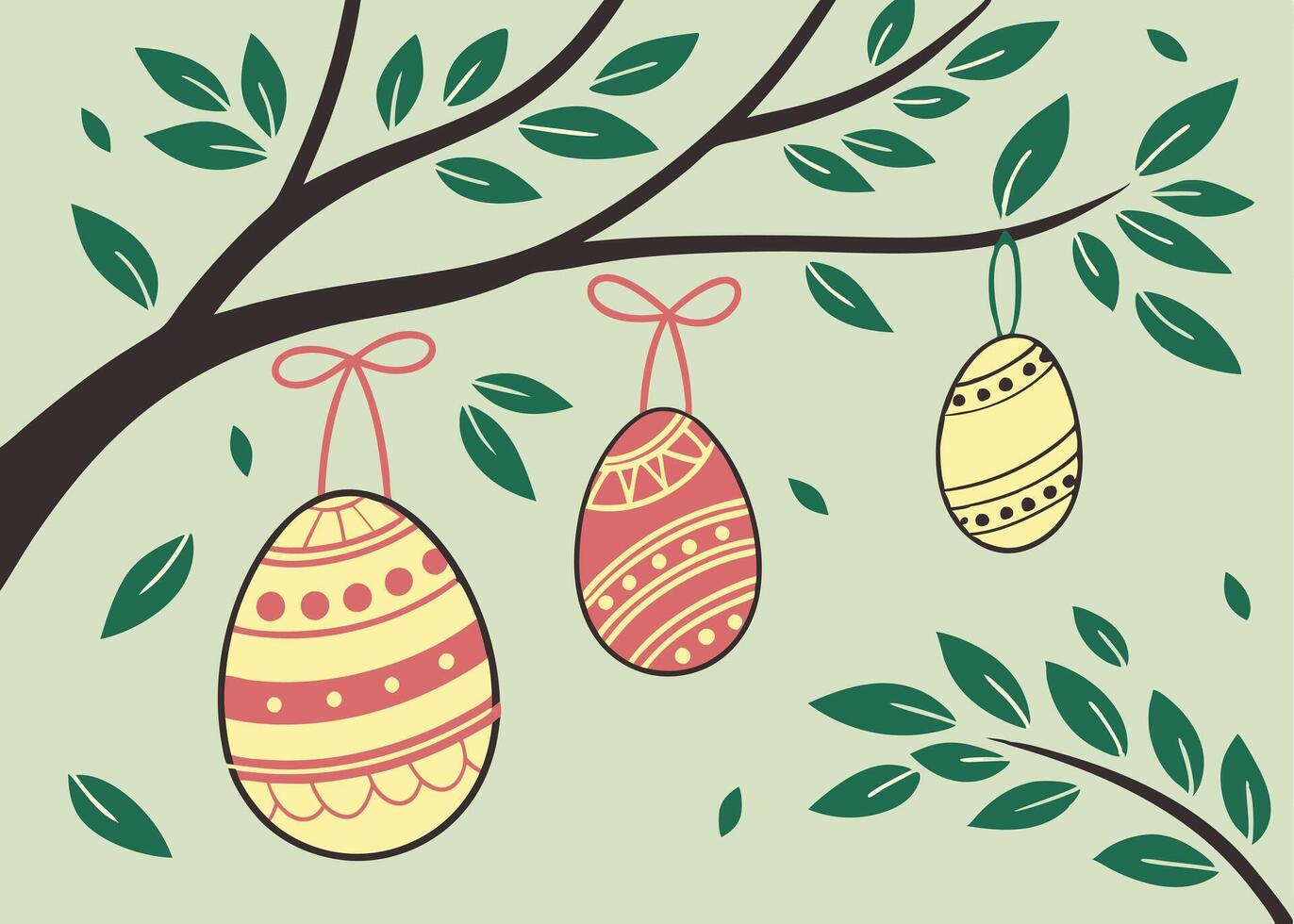 Decorated Easter eggs hanging beautifully from tree vector