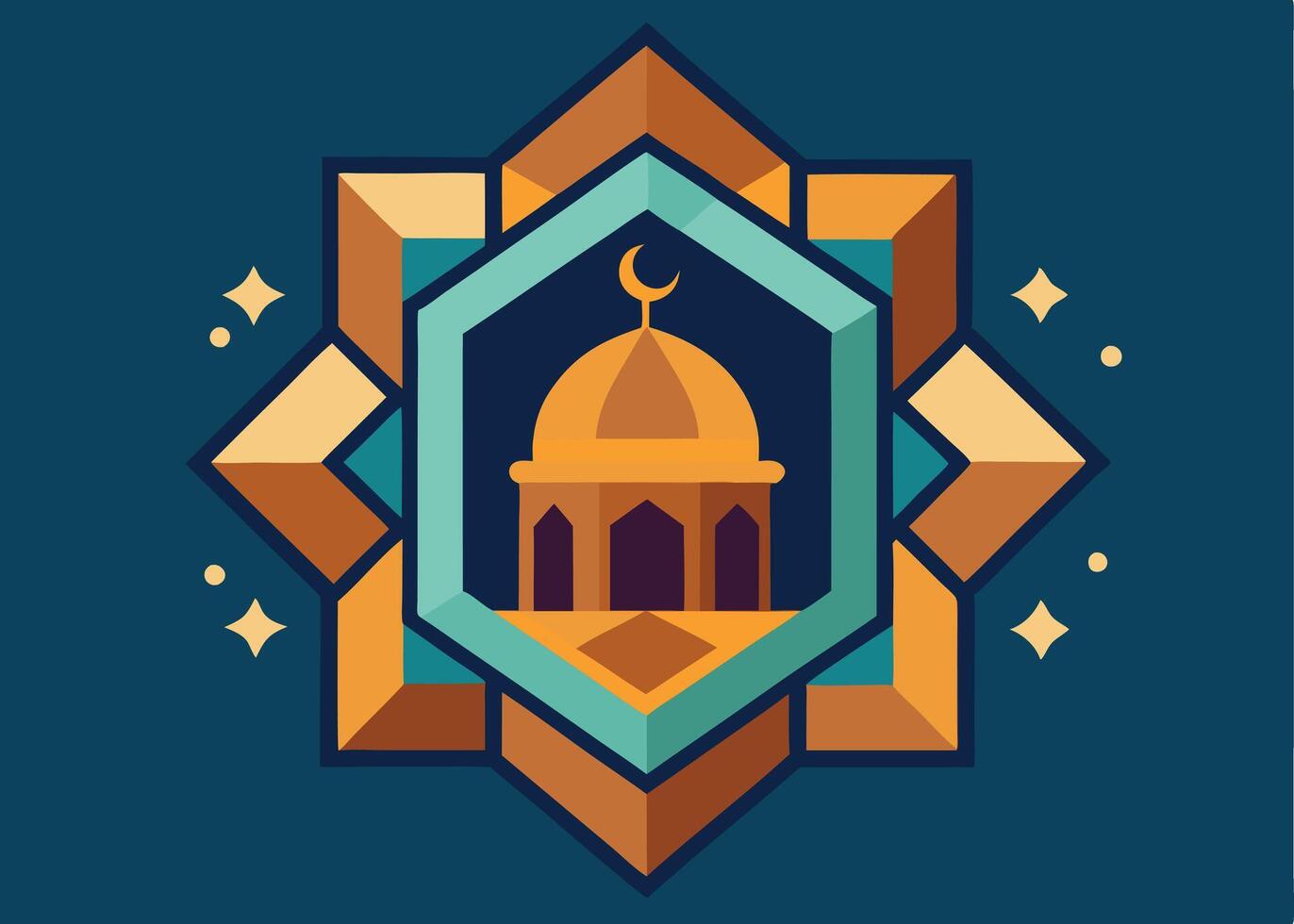 Islamic geometric patterns with Ramadan themed elements vector