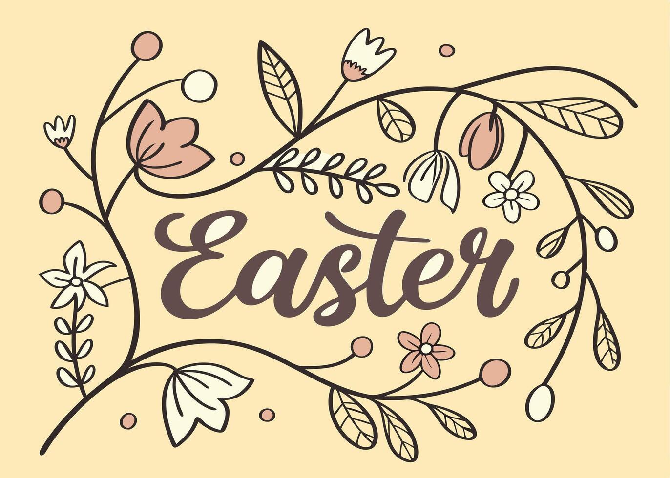Artistic hand drawn script of Happy Easter greeting vector
